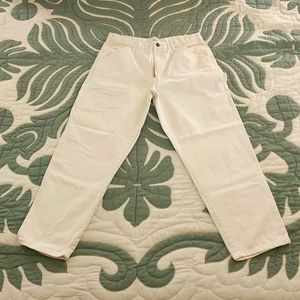 Men's White Katin 32 x 28 Cropped Utility Pants